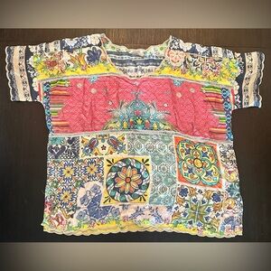 Johnny Was Multicolor Floral Patchwork Tunic